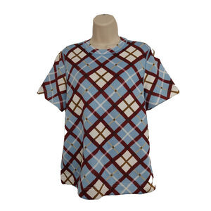 Marc by Marc Jacobs Blue Multi Color Argyle Knit Top Blouse Sz Large $288